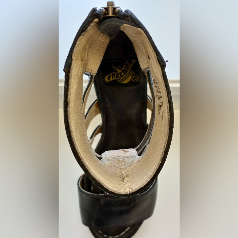 Freebird Raven Black Leather Sandals Heels 7 - Picture 6 of 8